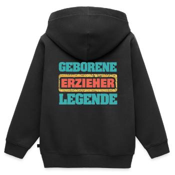 Profession Éducateur - Sweat Premium à capuche zippé enfant bio - noir - Dos - AI Model Kid Male (0cm)