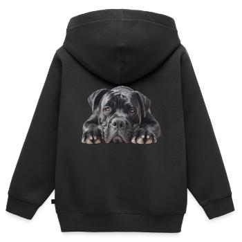 Cane corso - Sweat Premium à capuche zippé enfant bio - noir - Dos - AI Model Kid Male (0cm)