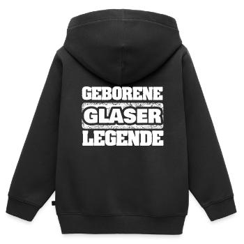Glaser - Kinder Premium Organic Zip Hoodie - Schwarz - Hinten - AI Model Kid Male (0cm)