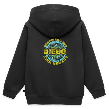 Cadeau pour Diego - Sweat Premium à capuche zippé enfant bio - noir - Dos - AI Model Kid Male (0cm)