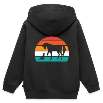 Amoureux des chevaux Équitation équestre - Sweat Premium à capuche zippé enfant bio - noir - Dos - AI Model Kid Male (0cm)