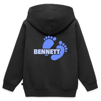 Bennett als Geburt - Kinder Premium Organic Zip Hoodie - Schwarz - Hinten - AI Model Kid Male (0cm)