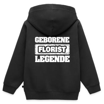 Profession : Fleuriste - Sweat Premium à capuche zippé enfant bio - noir - Dos - AI Model Kid Male (0cm)