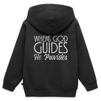 Where God Guides He Provides 7 - Kinder Premium Organic Zip Hoodie - Schwarz - Hinten - AI Model Kid Male (0cm)