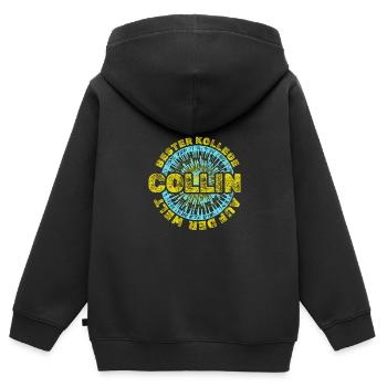 Collin als Vorname - Kinder Premium Organic Zip Hoodie - Schwarz - Hinten - AI Model Kid Male (0cm)