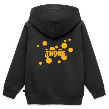 Cadeau pour Thore - Sweat Premium à capuche zippé enfant bio - noir - Dos - AI Model Kid Male (0cm)