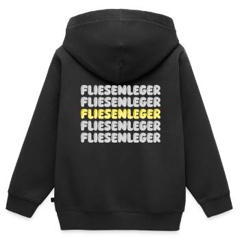 Carreleur de travail - Sweat Premium à capuche zippé enfant bio - noir - Dos - AI Model Kid Male (0cm)