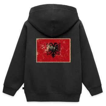 Albanien - Kinder Premium Organic Zip Hoodie - Schwarz - Hinten - AI Model Kid Male (0cm)