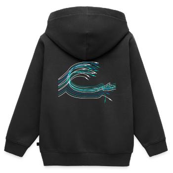 Audio Kabel Welle Elektro Musiker Tontechniker - Kinder Premium Organic Zip Hoodie - Schwarz - Hinten - AI Model Kid Male (0cm)