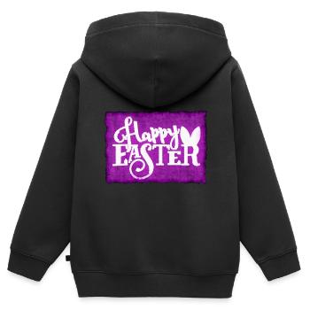 Pâques - Sweat Premium à capuche zippé enfant bio - noir - Dos - AI Model Kid Male (0cm)