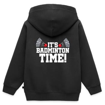It's Badminton Time Graphic Badminton Player Shutt - Kinder Premium Organic Zip Hoodie - Schwarz - Hinten - AI Model Kid Male (0cm)