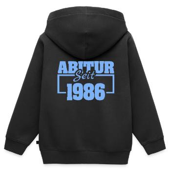 1986 - Kinder Premium Organic Zip Hoodie - Schwarz - Hinten - AI Model Kid Male (0cm)