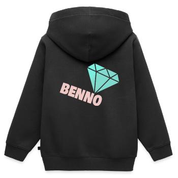 Benno als Edel - Kinder Premium Organic Zip Hoodie - Schwarz - Hinten - AI Model Kid Male (0cm)