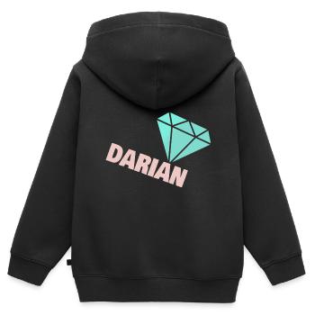 Darian comme noble - Sweat Premium à capuche zippé enfant bio - noir - Dos - AI Model Kid Male (0cm)