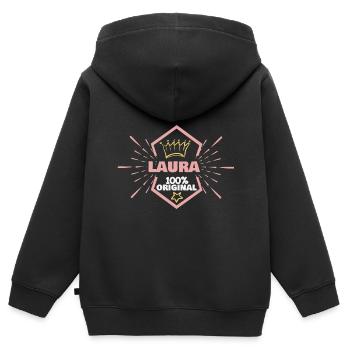 Vorname Laura - Kinder Premium Organic Zip Hoodie - Schwarz - Hinten - AI Model Kid Male (0cm)
