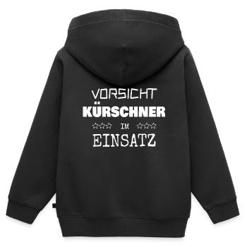 Berufung Kürschner - Kinder Premium Organic Zip Hoodie - Schwarz - Hinten - AI Model Kid Male (0cm)