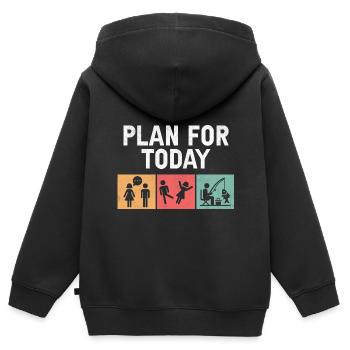 Planifier pour aujourd’hui Pêche Fish Angler Pêcheur Angle - Sweat Premium à capuche zippé enfant bio - noir - Dos - AI Model Kid Male (0cm)