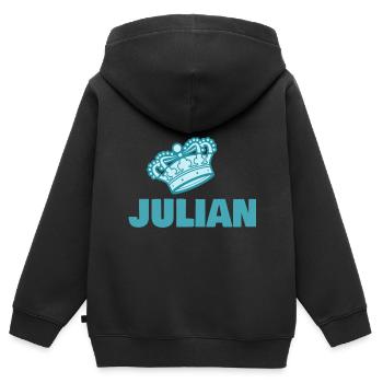 Vorname Julian - Kinder Premium Organic Zip Hoodie - Schwarz - Hinten - AI Model Kid Male (0cm)