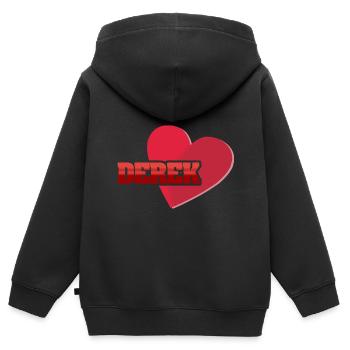 Derek comme prénom - Sweat Premium à capuche zippé enfant bio - noir - Dos - AI Model Kid Male (0cm)