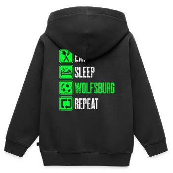 Repeat Wolfsburg - Kinder Premium Organic Zip Hoodie - Schwarz - Hinten - AI Model Kid Male (0cm)