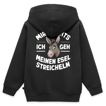 Esel Eselchen Maultier Muli - Kinder Premium Organic Zip Hoodie - Schwarz - Hinten - AI Model Kid Male (0cm)