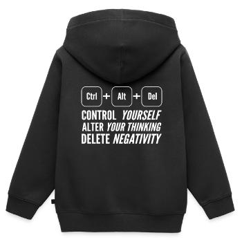 Strg + Alt + del Ängstlich oder ängstlich. Geschen - Kinder Premium Organic Zip Hoodie - Schwarz - Hinten - AI Model Kid Male (0cm)