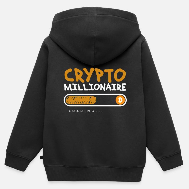 Crypto Millionnaire Bitcoin Crypto Crypto-monnaie - Sweat Premium à capuche zippé enfant bio - noir