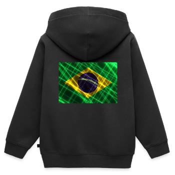 Brésil - Sweat Premium à capuche zippé enfant bio - noir - Dos - AI Model Kid Male (0cm)