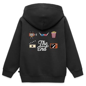 Kino-Vintage. Filmkritik Gift - Kinder Premium Organic Zip Hoodie - Schwarz - Hinten - AI Model Kid Male (0cm)