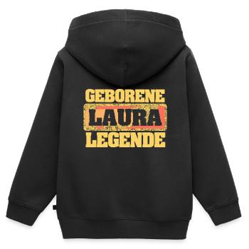 Laura - Kinder Premium Organic Zip Hoodie - Schwarz - Hinten - AI Model Kid Male (0cm)