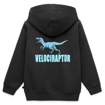 Dinosaurier Velociraptor Raptor Dino - Kinder Premium Organic Zip Hoodie - Schwarz - Hinten - AI Model Kid Male (0cm)