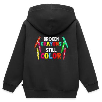 Crayon Box Colored Pencil Wax Case Wax Crayon - Kids Premium Organic Zip-up Hoodie - black - Back - AI Model Kid Male (0cm)