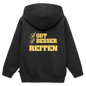 Gut Besser reiten - Kinder Premium Organic Zip Hoodie - Schwarz - Hinten - AI Model Kid Male (0cm)