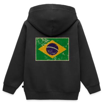 Brésil - Sweat Premium à capuche zippé enfant bio - noir - Dos - AI Model Kid Male (0cm)