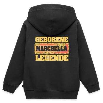 Geborene Legende als Marchella - Kinder Premium Organic Zip Hoodie - Schwarz - Hinten - AI Model Kid Male (0cm)