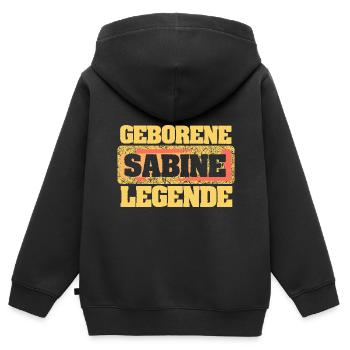 Geborene Legende als Sabine - Kinder Premium Organic Zip Hoodie - Schwarz - Hinten - AI Model Kid Male (0cm)