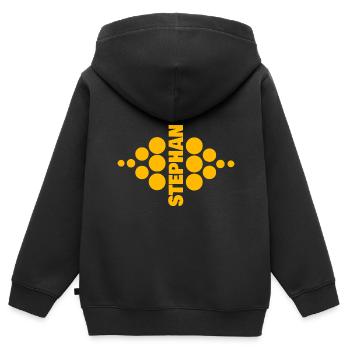 Prénom Stephan - Sweat Premium à capuche zippé enfant bio - noir - Dos - AI Model Kid Male (0cm)