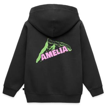 Bouldern Berg Bergsteigen Klettern Vorname Amelia - Kinder Premium Organic Zip Hoodie - Schwarz - Hinten - AI Model Kid Male (0cm)