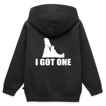 J’ai une future mariée - Sweat Premium à capuche zippé enfant bio - noir - Dos - AI Model Kid Male (0cm)