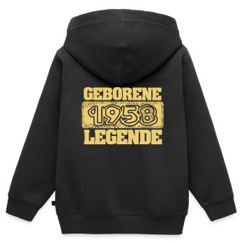 1958 - Kinder Premium Organic Zip Hoodie - Schwarz - Hinten - AI Model Kid Male (0cm)