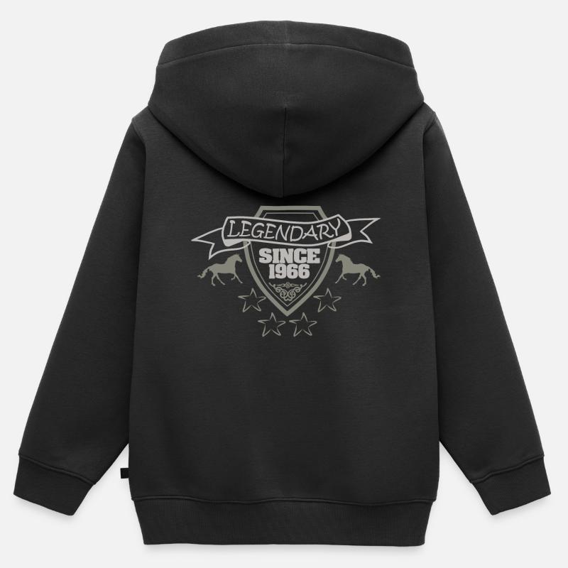 Cheval 1966 - Sweat Premium à capuche zippé enfant bio - noir