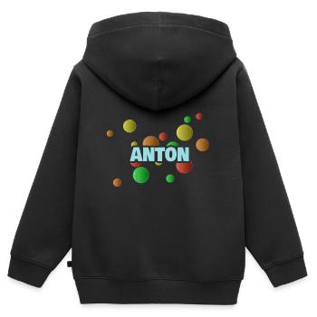 Anton as Anton - Kids Premium Organic Zip-up Hoodie - black - Back - AI Model Kid Male (0cm)