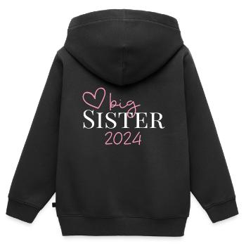 Ich werde große Schwester 2024 Einhorn Loading Süß - Kinder Premium Organic Zip Hoodie - Schwarz - Hinten - AI Model Kid Male (0cm)
