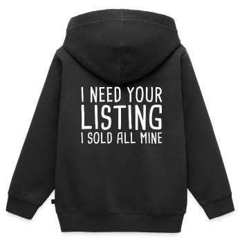J’ai besoin de votre annonce, j’ai vendu tout le mien - Sweat Premium à capuche zippé enfant bio - noir - Dos - AI Model Kid Male (0cm)