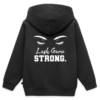 Frauen peitschen Lash -Techniker - Kinder Premium Organic Zip Hoodie - Schwarz - Hinten - AI Model Kid Male (0cm)