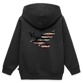 Drapeau américain Eagle Silhouette American Heritage 4 - Sweat Premium à capuche zippé enfant bio - noir - Dos - AI Model Kid Male (0cm)