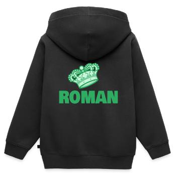Geschenk für Roman - Kinder Premium Organic Zip Hoodie - Schwarz - Hinten - AI Model Kid Male (0cm)