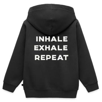 Inhale Exhale Repeat 10 - Kids Premium Organic Zip-up Hoodie - black - Back - AI Model Kid Male (0cm)