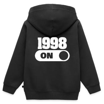 1998 1998 - Kinder Premium Organic Zip Hoodie - Schwarz - Hinten - AI Model Kid Male (0cm)