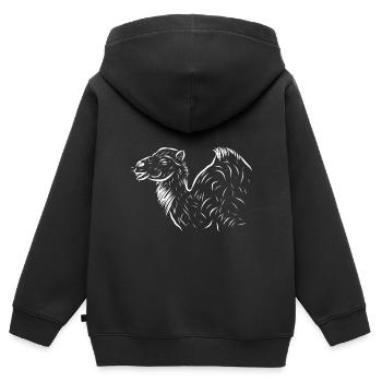 Kamel - Kinder Premium Organic Zip Hoodie - Schwarz - Hinten - AI Model Kid Male (0cm)